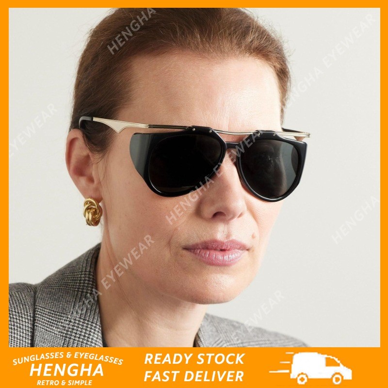 (HENGHA) Travel Photo Protection UV Shade แว่นกันแดด Western Fashion Oval Metal Temple แว่นกันแดด