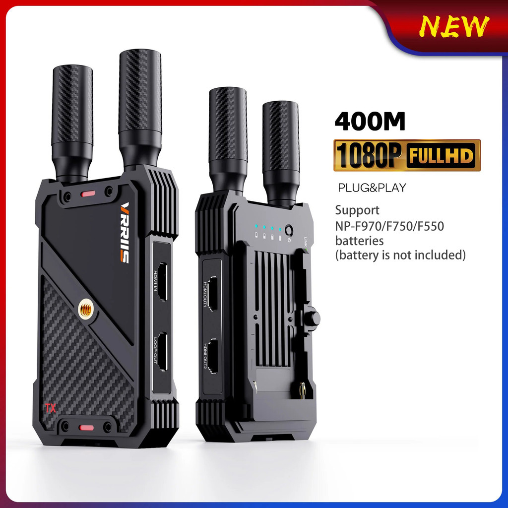 Pro 400m Wireless Wifi HDMI Transmission Audio Video Transmitter และตัวรับสัญญาณ Extender สําหรับกล้อง DSLR Church Wedding Live Streaming สนับสนุนแบตเตอรี่