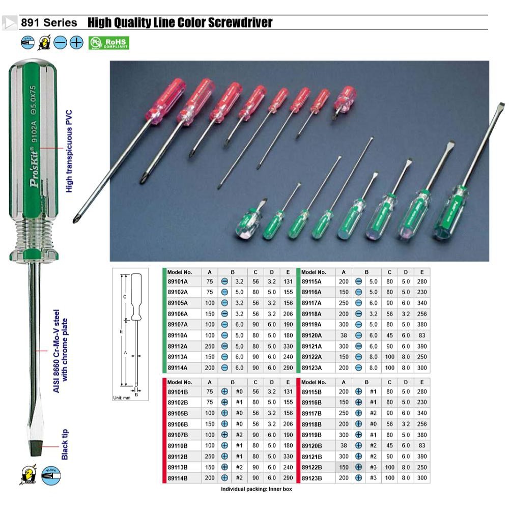 ProsKit 89101A ไขควงสีไลน์ (3.2x75mm)