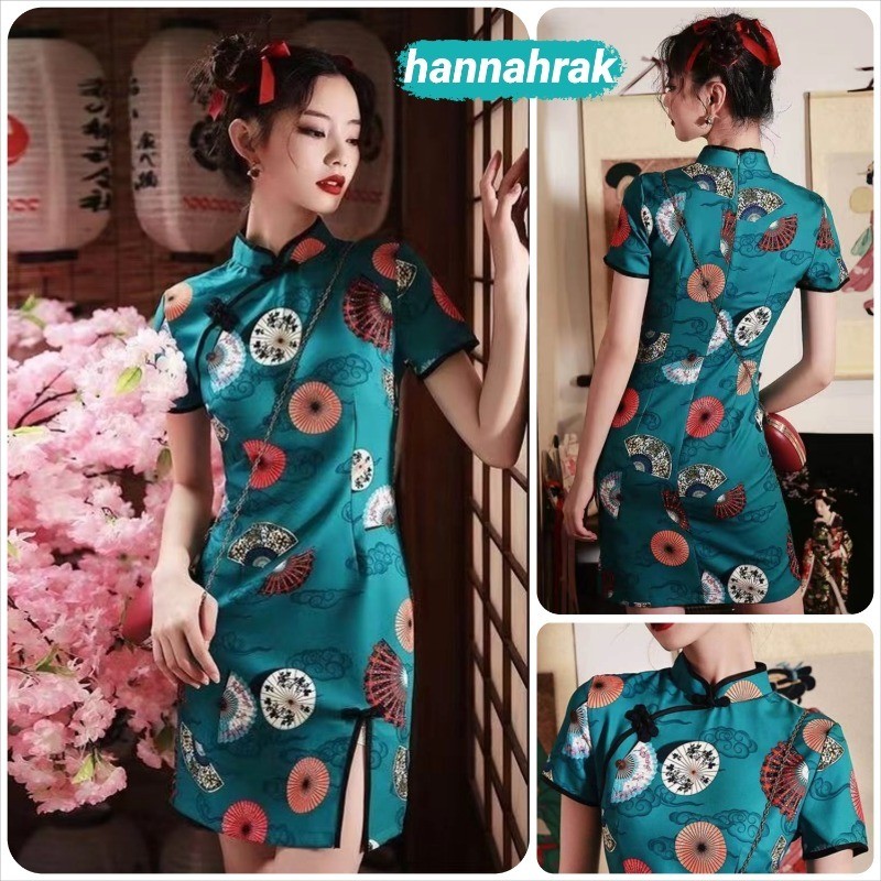 (ส่งจากกรุงเทพฯ)เดรสกี่เพ้า ชุดกี่เพ้า เดรสออกงาน ชุดตรุษจีน งานดี เรียบหรูดูดี สวยงาน ราคาถูกที่สุด แฟชั่นผู้หญิง