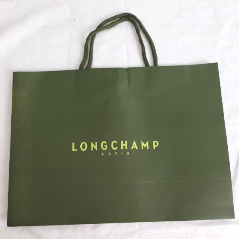 Longchamp ถุงกระดาษสีเขียวถุงกระดาษของขวัญ Tote