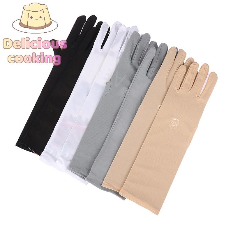 [ทําอาหารแสนอร่อย] 1 คู่ถุงมือถุงมือขับรถยืดผู้หญิงป้องกันรังสียูวีกลางยาวถุงมือระบายอากาศสําหรับฤดูใบไม้ผลิฤดูร้อนบางถุงมือ [ใหม่] - รูปที่ 6