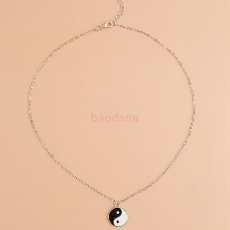 Bdw ผู้ชายผู้หญิงสร้อยคอพร้อมจี้มิตรภาพหยินหยางปรับสร้อยคอโซ่