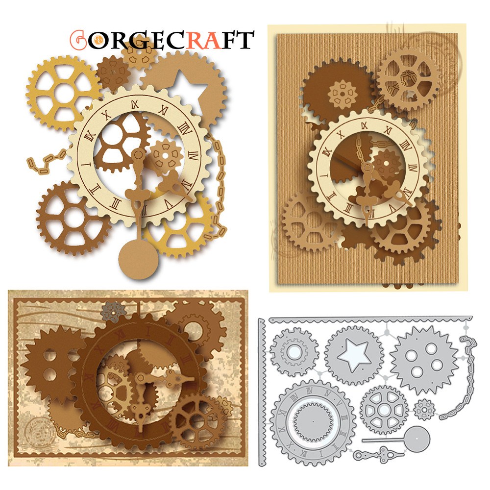 1 ชิ้นเหล็กคาร์บอนตัดตายลายฉลุสําหรับ DIY Scrapbooking อัลบั้มภาพตกแต่งลายนูนกระดาษการ์ดการ์ดอวยพรแม่พิมพ์เกียร์ 106x155x0.8 มิลลิเมตร