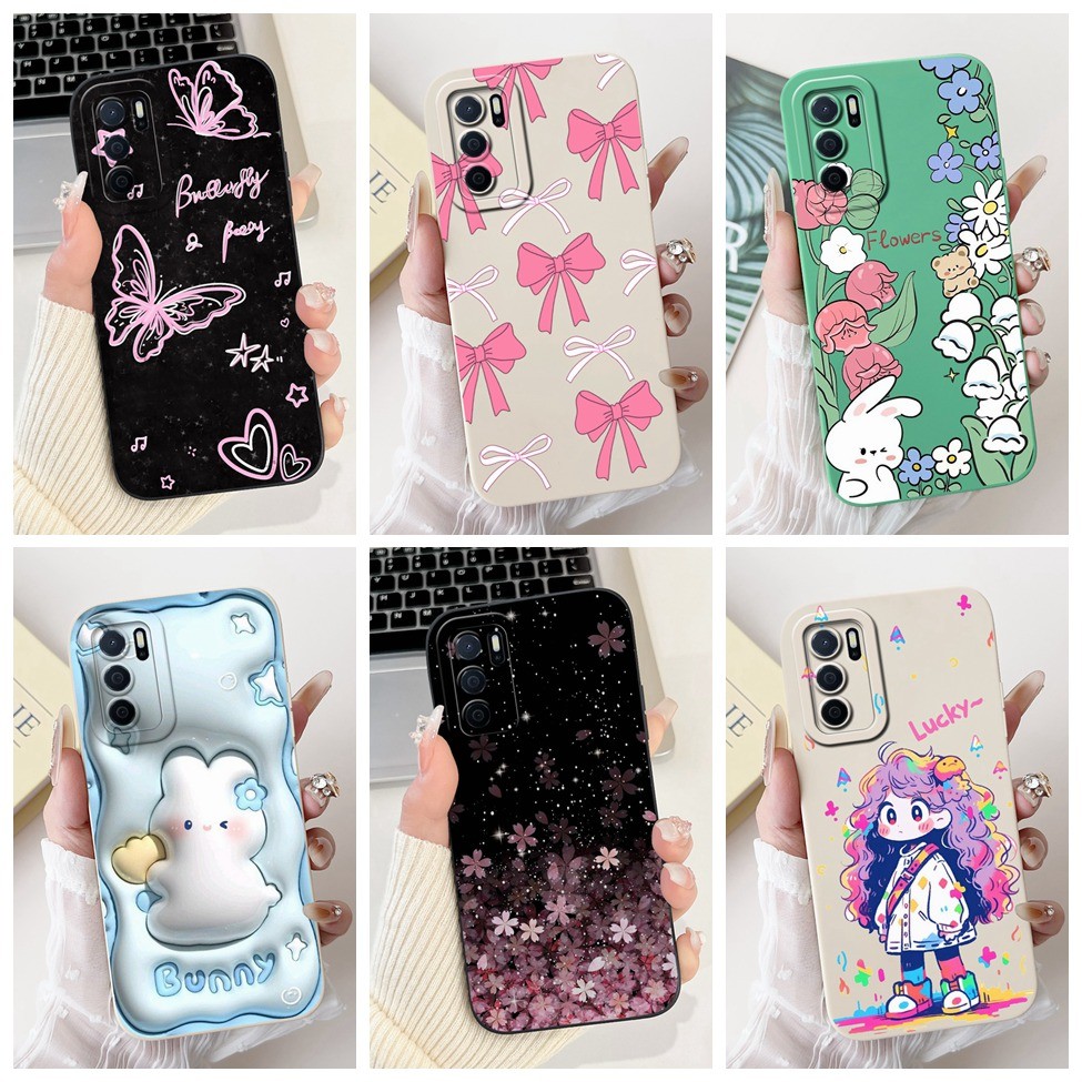 เคสoppo A16 A16e A16k A16sแฟชั่นความงามผีเสื้อดอกไม้แมวน่ารักเคสโทรศัพท์Oppo CPH2269 CPH2421 CPH2349