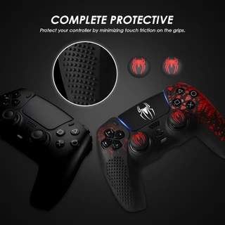 ผิวคอนโทรลเลอร์ PS5 กันลื่น, อุปกรณ์เสริมคอนโทรลเลอร์ PS5, เคสฝาครอบคอนโทรลเลอร์ PS5 ซิลิโคนกันลื่นพร้อมช่องว่างด้ามจับนิ้วหัวแม่มือ - แมงมุม
