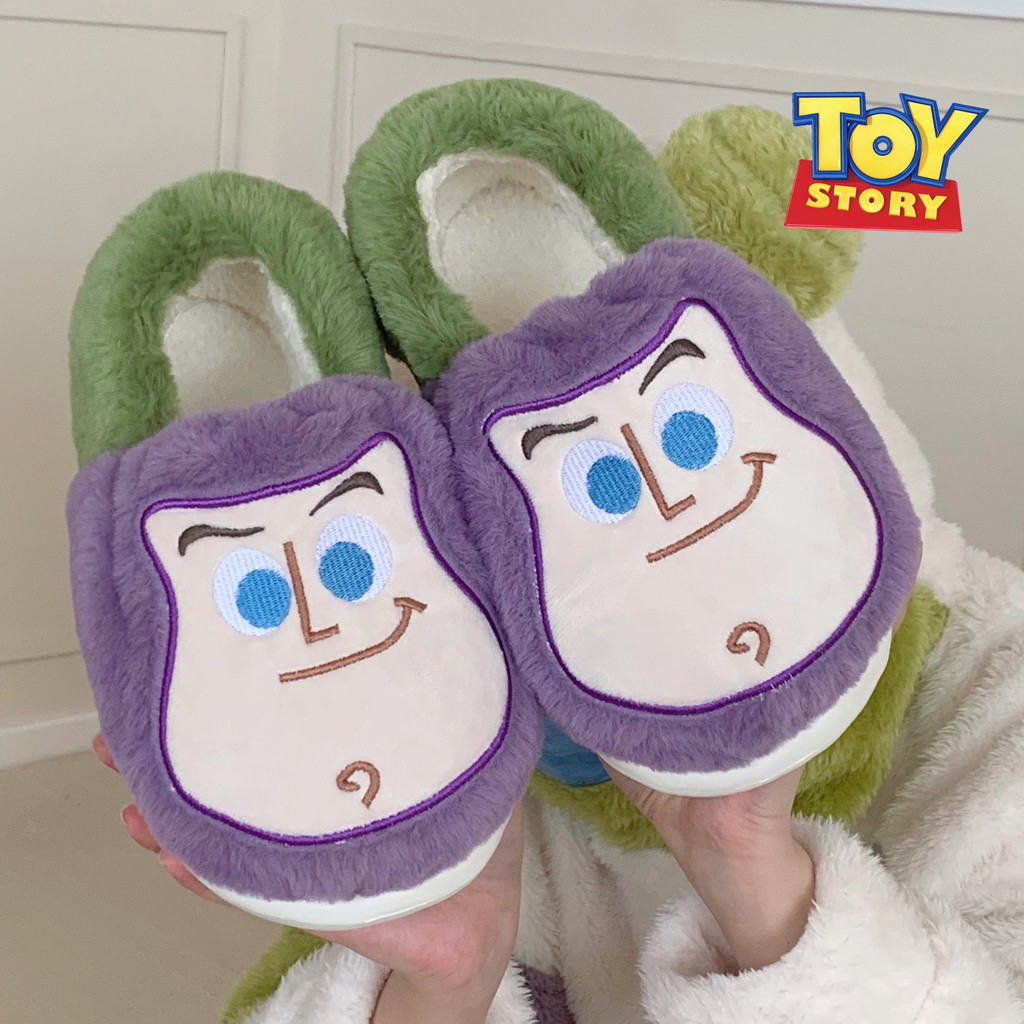 Xixtiao ผู้ชายผู้หญิงขนแกะซับรองเท้าแตะผ้าฝ้ายอุ่นToy Story Buzz Lightyear Soft Soleสบาย