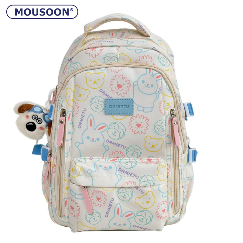 MOUSOON  มูซูน กระเป๋าเป้สะพายหลังหญิงน่ารักการ์ตูนพิมพ์การเดินทางเพื่อการพักผ่อนโน๊ตบุ๊คคอมพิวเตอร์กระเป๋านักเรียน
