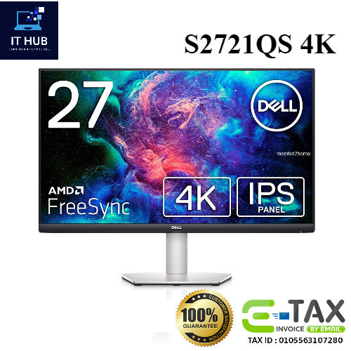 DELL Monitor รุ่น S2721QS Ultra-Thin Bezel Monitor 27" IPS 4K UHD (HDMI, DP) ประกันศูนย์เดล 3 ปี