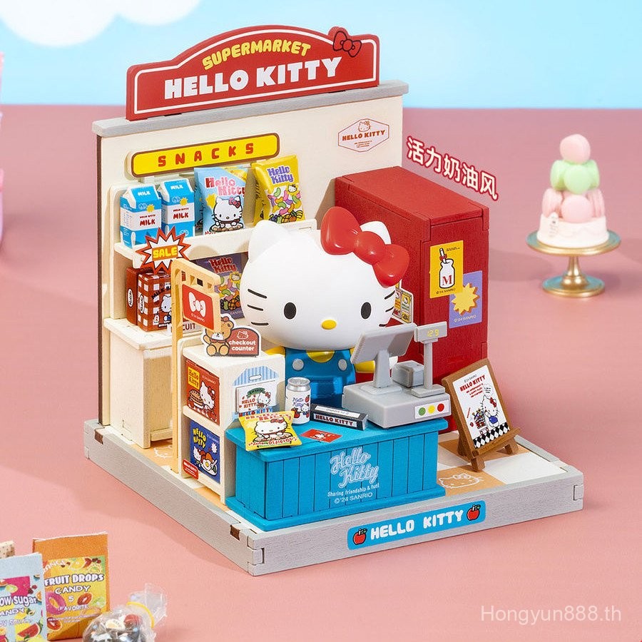 ครอบครัว Sanrio ชุดผู้จัดการร้านที่น่ารักและสนุกสนานประกอบเป็นของขวัญตกแต่งโมเดลขนาดเล็ก