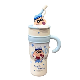 Crayon Xiaoxin Giant Mac ถ้วยเก็บความร้อนแบบหลอดความจุขนาดใหญ่หญิงมูลค่าสูงตันขวดน้ำถ้วยน้ำแข็ง