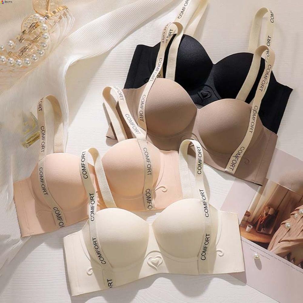 Leota ไร้สายลึก V Bra, Letter Close-fitting Brassiere สําหรับผู้หญิง,หวานกันกระแทก Traceless ปรับ Push Up ชุดชั้นในกีฬา