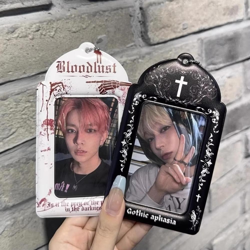 Uumir Kpop Photocard Holder,กระเป๋าจี้ ID Photo Display Card Holder, PVC Gothic Dark Series 3 นิ้วนักเรียนบัตรอาหารป้องกันเครื่องเขียนโรงเรียน