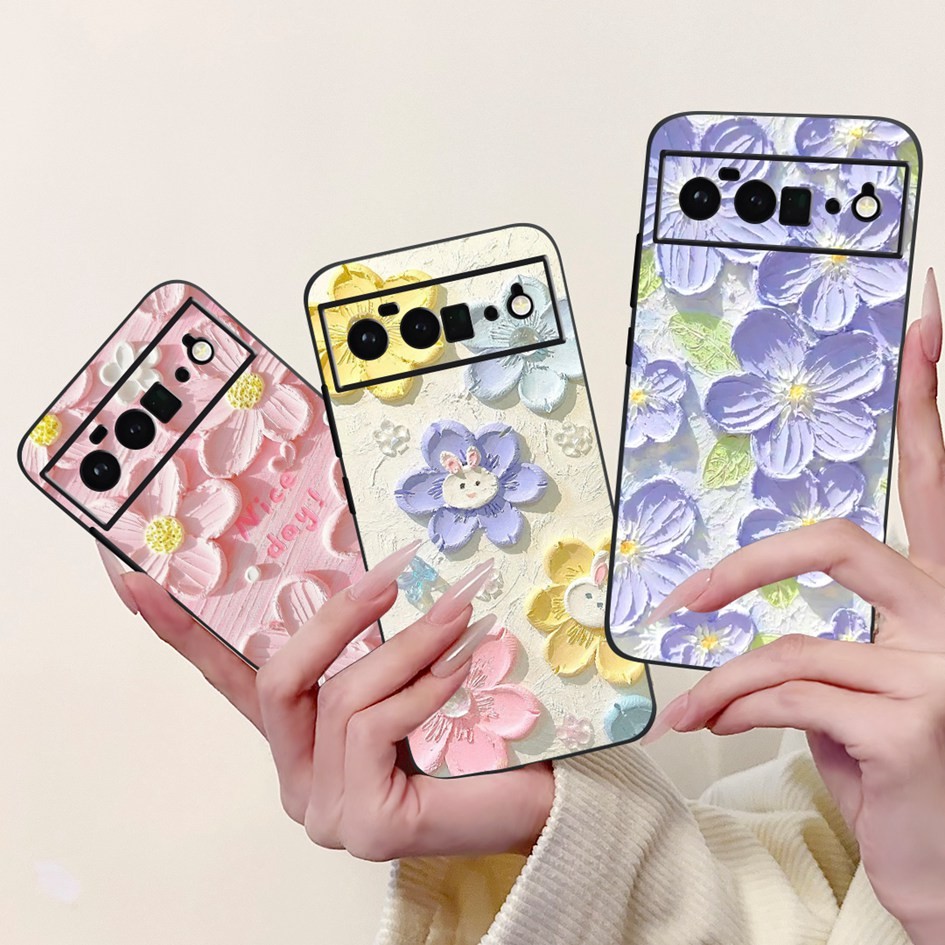 สําหรับ Google Pixel 6 Pro ปลอก GLUOG G8VOU ฝาครอบซิลิโคนแฟชั่นดอกไม้ Soft Matte TPU เคสโทรศัพท์สําห