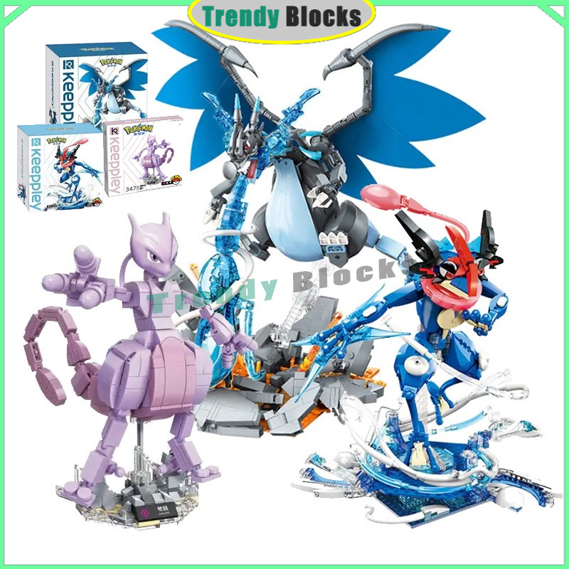 Super Charizard X/Greninja/Mewtwo Building Blocks Greninja คอลเลกชันตกแต่งของเล่นของขวัญสําหรับชาย