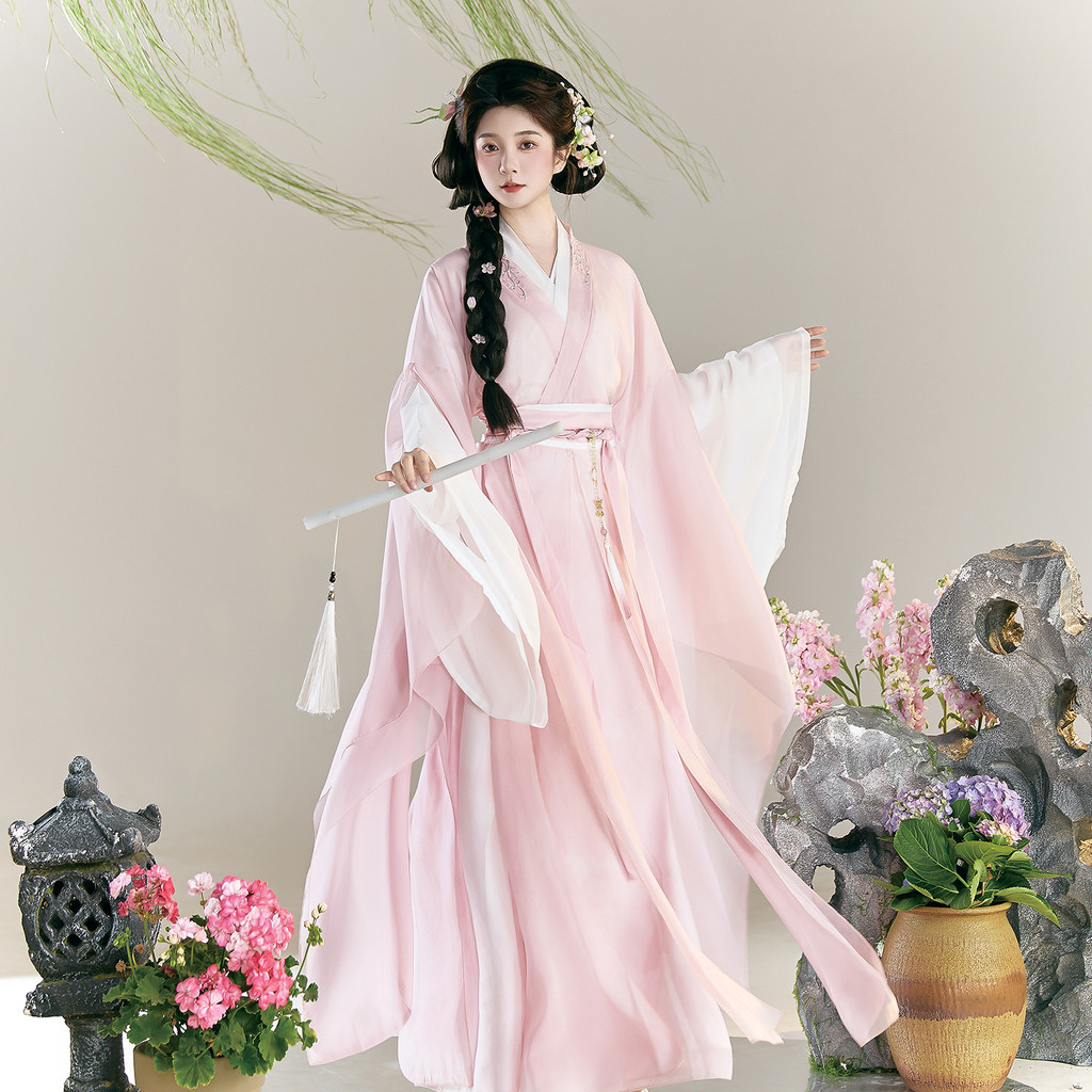 Wei Jin สไตล์ Hanfu ชุดเครื่องแต่งกายโบราณสำหรับสาว กระโปรงยาวและแขนใหญ่ - รูปที่ 2