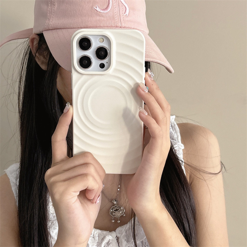 เคสซิลิโคนป้องกันแม่เหล็ก Skin Feel ใหม่พร้อมดีไซน์คลื่นสำหรับ iPhone 16 15 14 13 12 Pro Max 14Plus เคสนิ่มกันกระแทกคลุมทั้งหมด