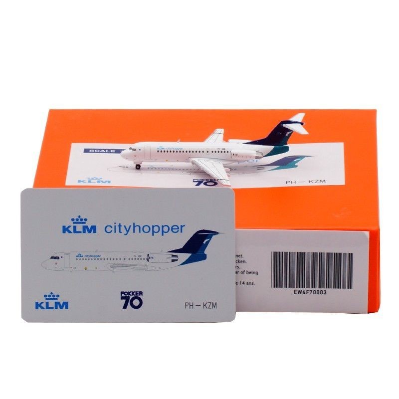 JC Wings 1: 400 โมเดลเครื่องบินโลหะผสม Dutch Air Fokker Fokker 70 PH-KZM