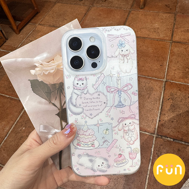 น่ารักเค้ก Bowknot Cat Bunny สุนัขโทรศัพท์มือถือสําหรับ iPhone 16 15 Plus 14 13 12 Pro Max 11 11Promax Anti-scratch IMD โทรศัพท์มือถือปกหลัง Shell ราคา ถูกที่สุด ดีลบีเคเค แกลเลอรีภาพที่ 4