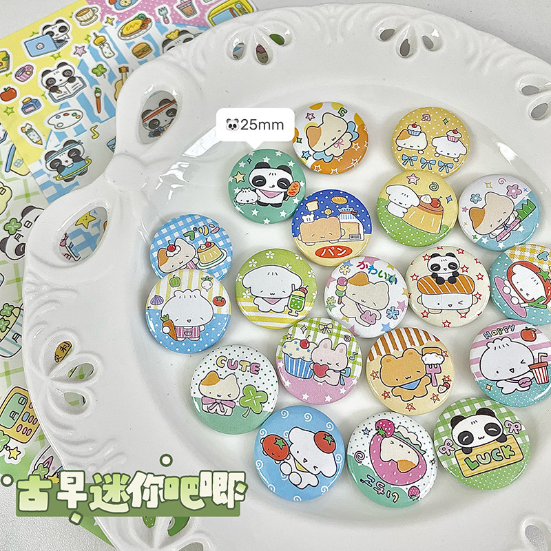 [Koo Ka]♥น่ารักรสชาติโบราณ Mini Bar Chirp Penguin Panda เข็มกลัดน่ารักการ์ตูนคู่มือตกแต่งบาร์ขนาดเล็ก Chirp 25 มม.ป้าย Pin