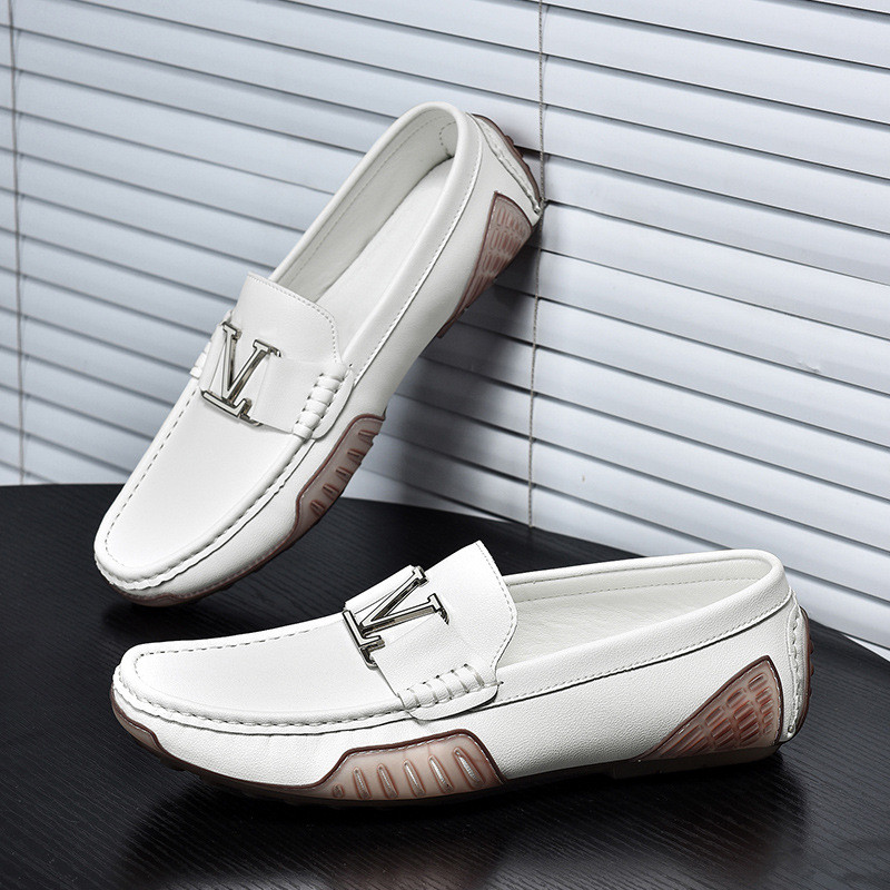 ของแท้หนังกํามะหยี่ Plus Velvet Peas รองเท้าหนังลําลอง Cowhide Slip-On ขับรถอินเทรนด์ผู้ชายขนาดใหญ่