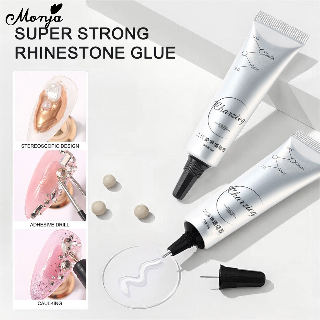 Monja 15g เล็บ Super Strong UV กาวสําหรับ Rhinestone กาว 5D Sticky กาวเจลสําหรับเพชรอัญมณีตกแต่ง