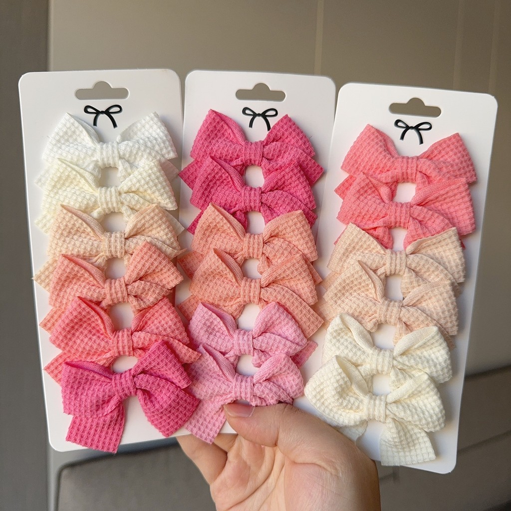 6ชิ้น/เซ็ตเด็กหวานโบว์กิ๊บนุ่มพิมพ์กิ๊บสาวคลิปด้านข้างเด็กน่ารักอุปกรณ์ผมของขวัญ