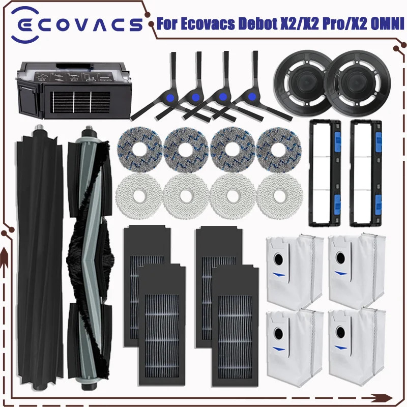 สําหรับ Ecovacs Deebot X2 omni / X2 Pro/X2 เครื่องดูดฝุ่นหุ่นยนต์อุปกรณ์เสริมลูกกลิ้งหลักแปรงด้านข้างตัวกรอง Hepa Mop ผ้าถุงเก็บฝุ่นอะไหล่