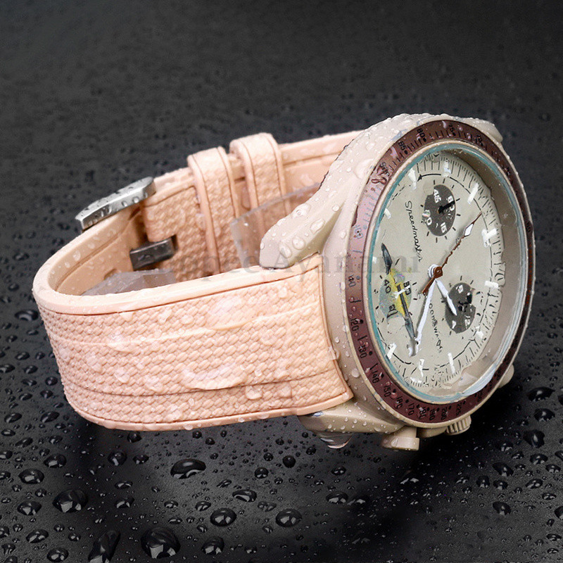 20 มม.ปลายโค้งสายนาฬิกาซิลิโคนสําหรับสร้อยข้อมือ Moonswatch สําหรับ Swatch สําหรับ Omega สายรัดทดแทนผู้หญิงผู้ชายสายรัดข้อมือกันน้ํา