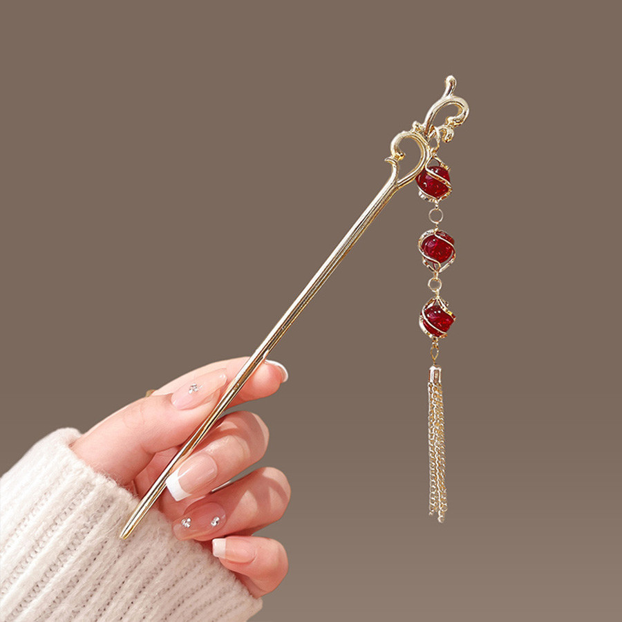 สไตล์จีนโคมไฟสีแดงพู่กิ๊บหญิงปีใหม่เทศกาลบอลกิ๊บบรรยากาศกิ๊บ - รูปที่ 4