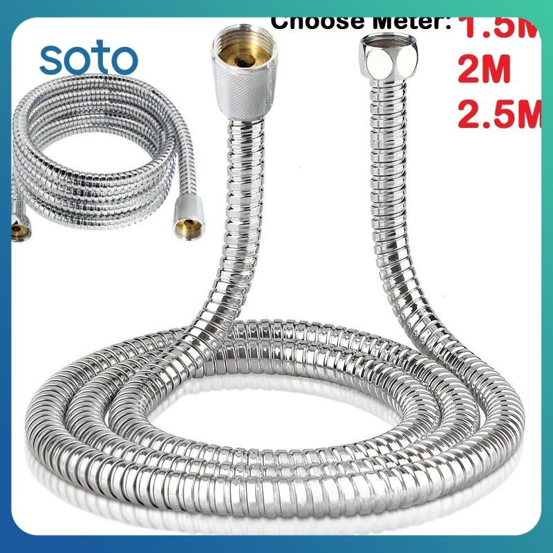 ♫ 1.5m/2m/3m Flexible Shower Hose Stainless Steel Chrome Bathroom Water Head Shower Head Pipe Tool