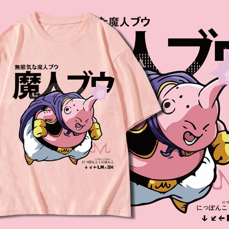 การออกแบบเดิมDragon Ball Z Majin Buu อะนิเมะแขนสั้นเสื้อยืดผู้ชาย Dragon Ball เสื้อยืดคอตตอน S-5XL