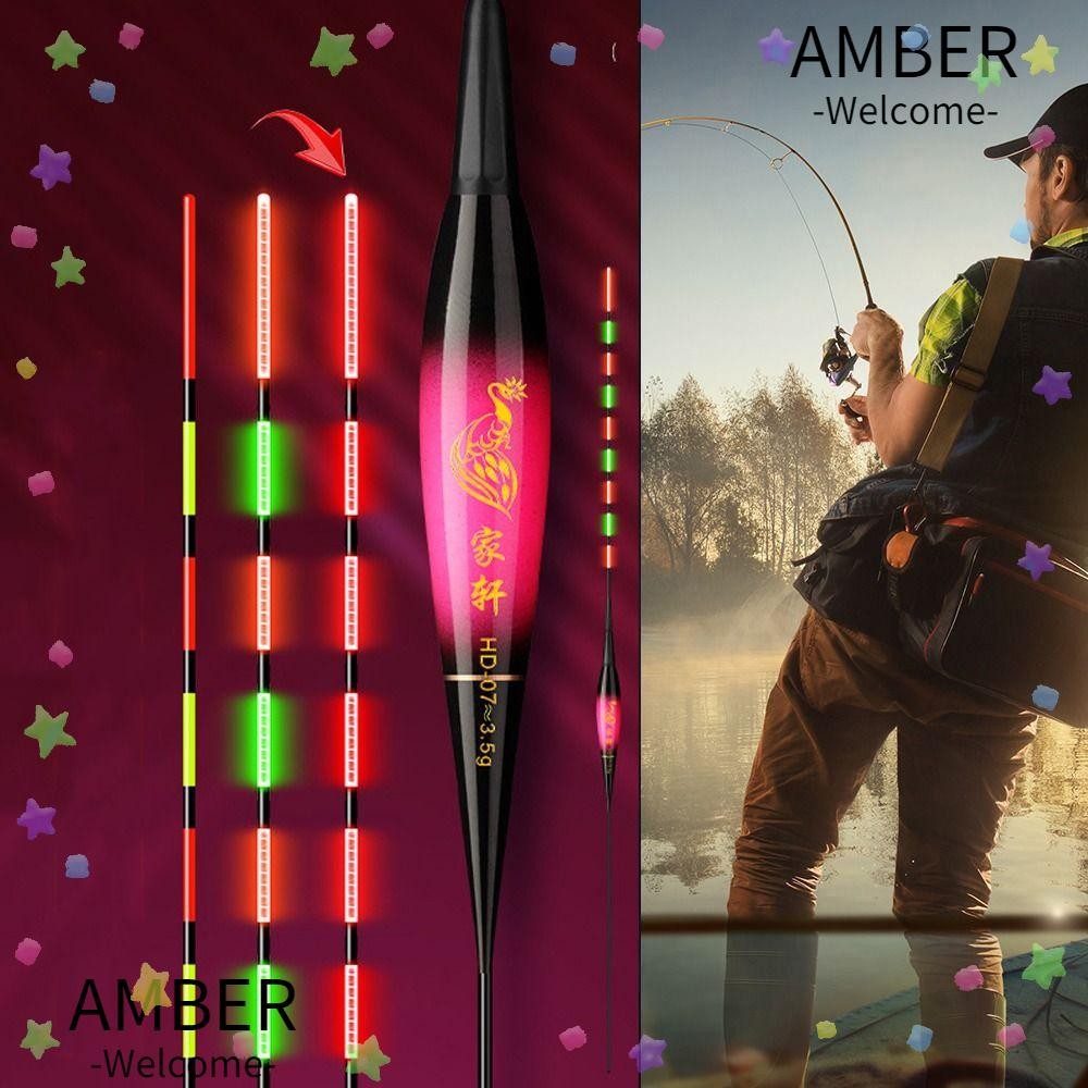 Amber อิเล็กทรอนิกส์ตกปลาลอย,ทุ่น Strike Slip Drift Tube Light Float,คุณภาพสูง 2 ไฟแสดงสถานะหินตกปลาลอยตกปลากลางคืน