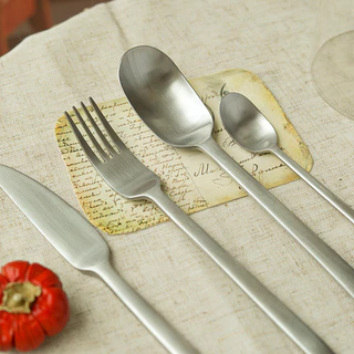 HERA เคลือบด้าน ชุดช้อนส้อม สแตนเลส มีดสเต็ก ช้อนกาแฟ Matte Stainless Steel Cutlery Set Spoon Fork
