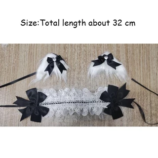STELLARU Head Wrap, คอสเพลย์ลูกไม้หูแมวที่คาดผม,โบว์โลลิต้า Headwear เครื่องประดับผม