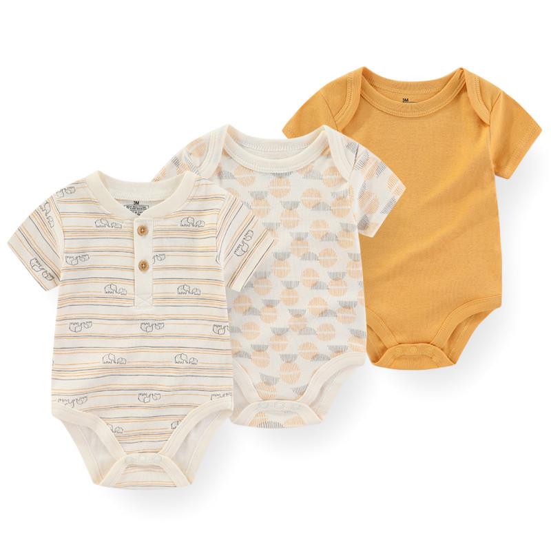 Kiddiezoom 3 ชิ้น Baby ใหม่แฟชั่นดอกไม้การ์ตูนบอดี้สูท Soft Comfort Jumpsuit