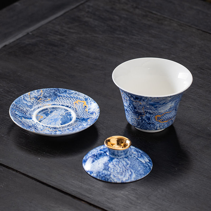 【763人收藏】悬停可旋转盖碗家用陶瓷珐琅彩三才宫廷盖碗茶杯高档复古风单茶碗【 763 people favorites 】 Hovering rotatable lid bowltaiguoling