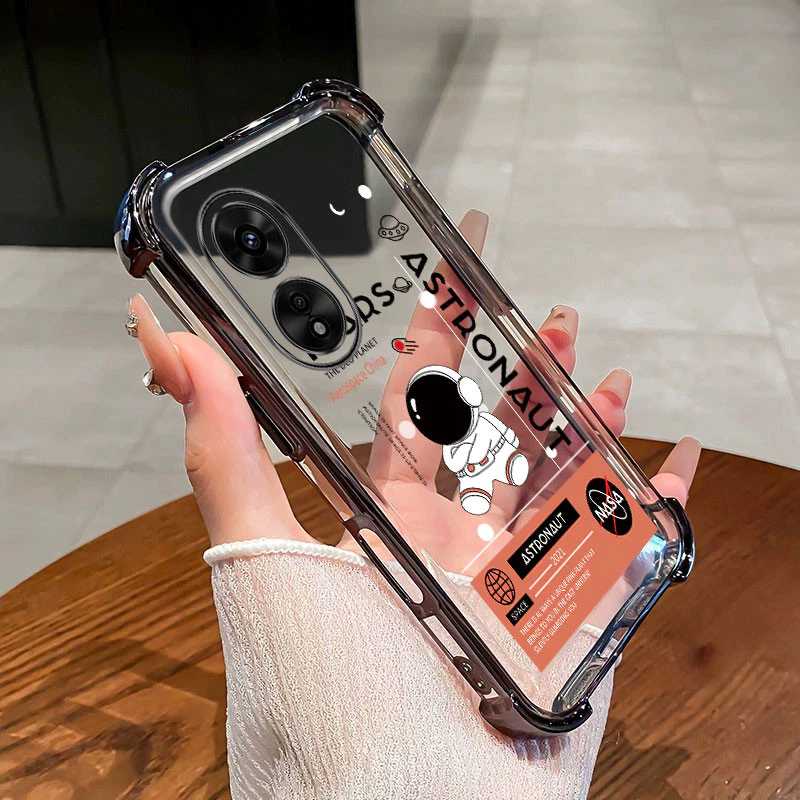 กันกระแทก case สําหรับ OPPO A17 A97 5G A38 4G A18 A60 เคสโทรศัพท์ TPU รูปแบบนักบินอวกาศ high-end ป้องกันนิ่ม