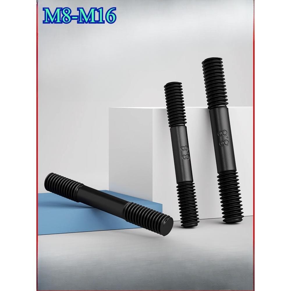 8.8 เกรด High-Strength Double-Head Bolt GB901 Double-Head Bolt Blackened Bolt M8M10M12-M16