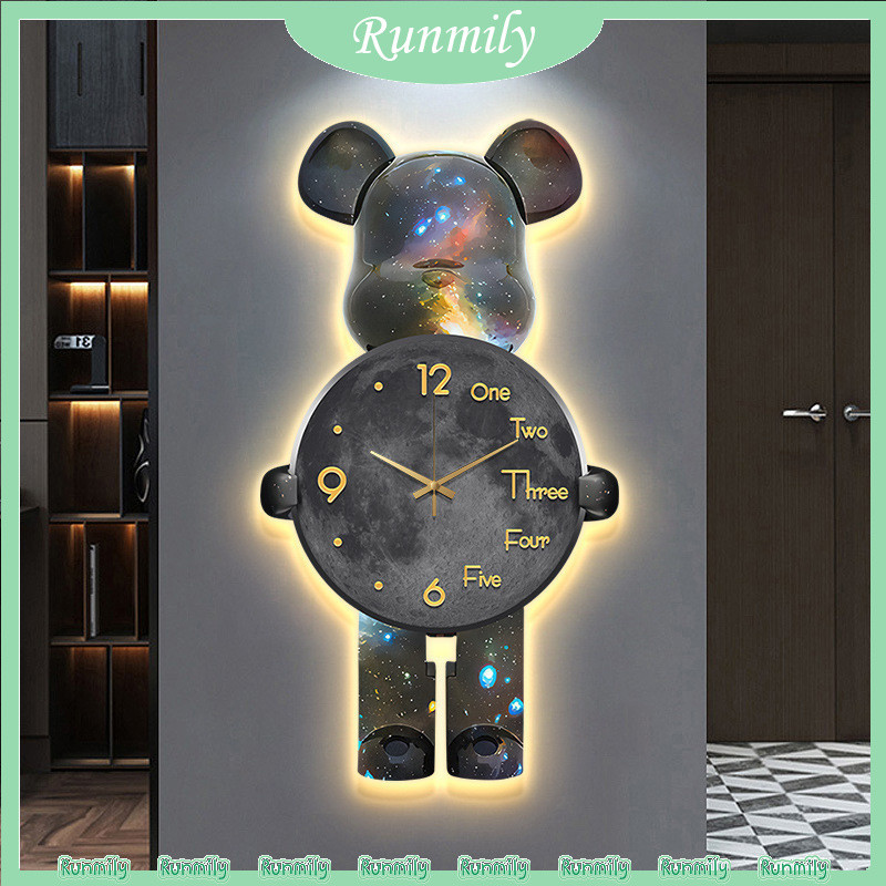 นาฬิกาหมี - นาฬิกาแขวนผนัง รูปหมี สไตล์นอร์ดิก นาฬิกาบ้าน สําหรับตกแต่งบ้าน ห้องนั่งเล่น นาฬิกาผนัง นาฬิกา แขวน