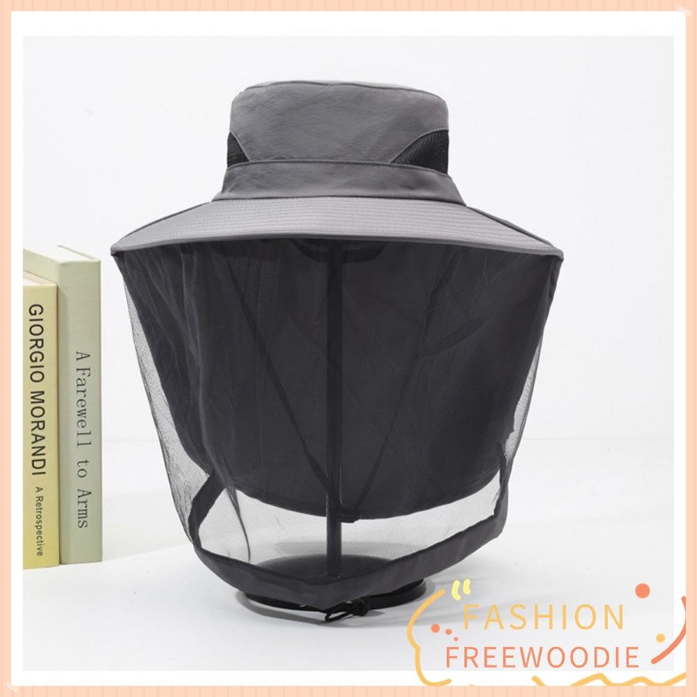 Freewoodie หมวกกันยุง, หมวกถังป้องกันแมลงป้องกันยุงผึ้ง, หมวกป้องกันผึ้งตาข่ายกลางแจ้ง