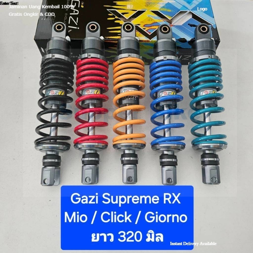 โช้คหลัง GAZI Supreme RX Giorno/Mio/Fino/Fazzio/ lead125/Click/Scoopyสปริงทั่วไป/แข่ง ยาว 280 /300 /310 /320 มิล(1 ต้น)