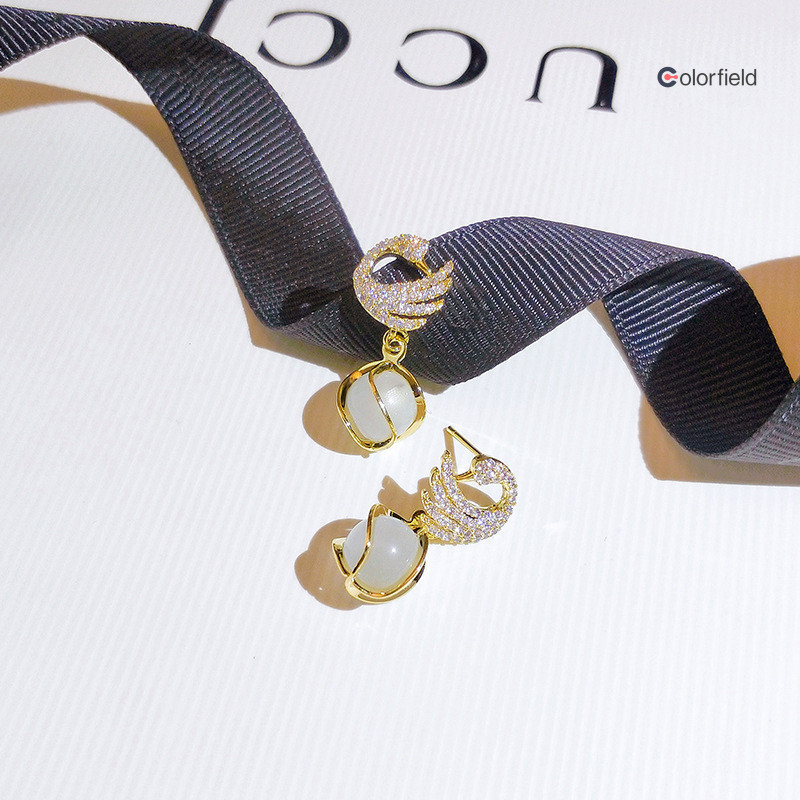 Colorfield ต่างหู Swan Sense คุณภาพสูงต่างหู Cat Eye Stone