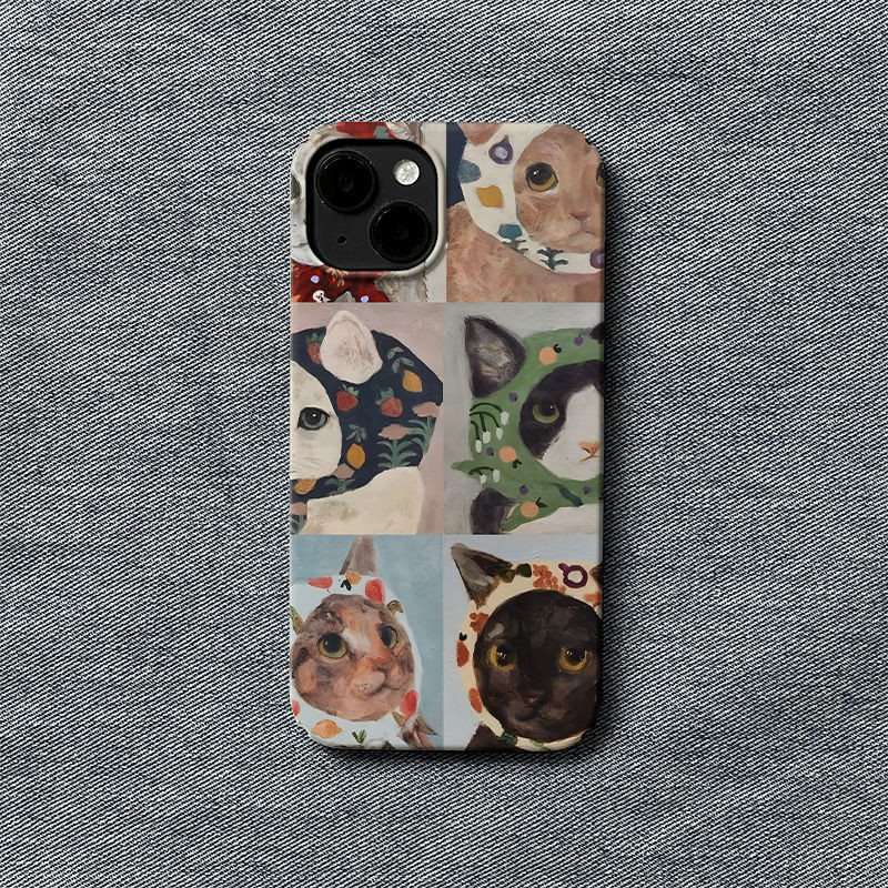 เคสมือถือลายแมวน่ารัก6ช่องสำหรับ iPhone 16PROMAX XR XS xsmax เคสแข็ง15 16 PLUS 16 15 14 13 12 11 Pro ทนต่อสิ่งสกปรก15PROMAX 11PROMAX 14PROMAX อุปกรณ์เสริมป้องกันการเคาะ