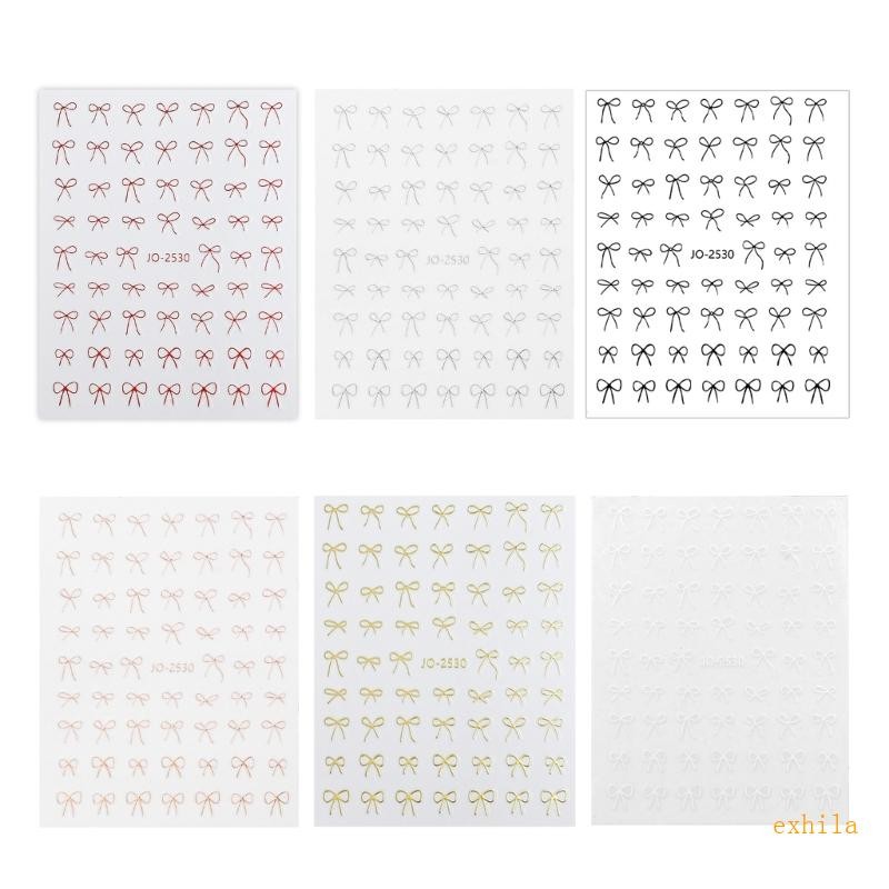 Exhila Bowknot สติ๊กเกอร์ติดเล็บ Decals อุปกรณ์ทําเล็บ Self-Adhesive สติ๊กเกอร์ติดเล็บออกแบบเล็บสติกเกอร์เล็บ Acces