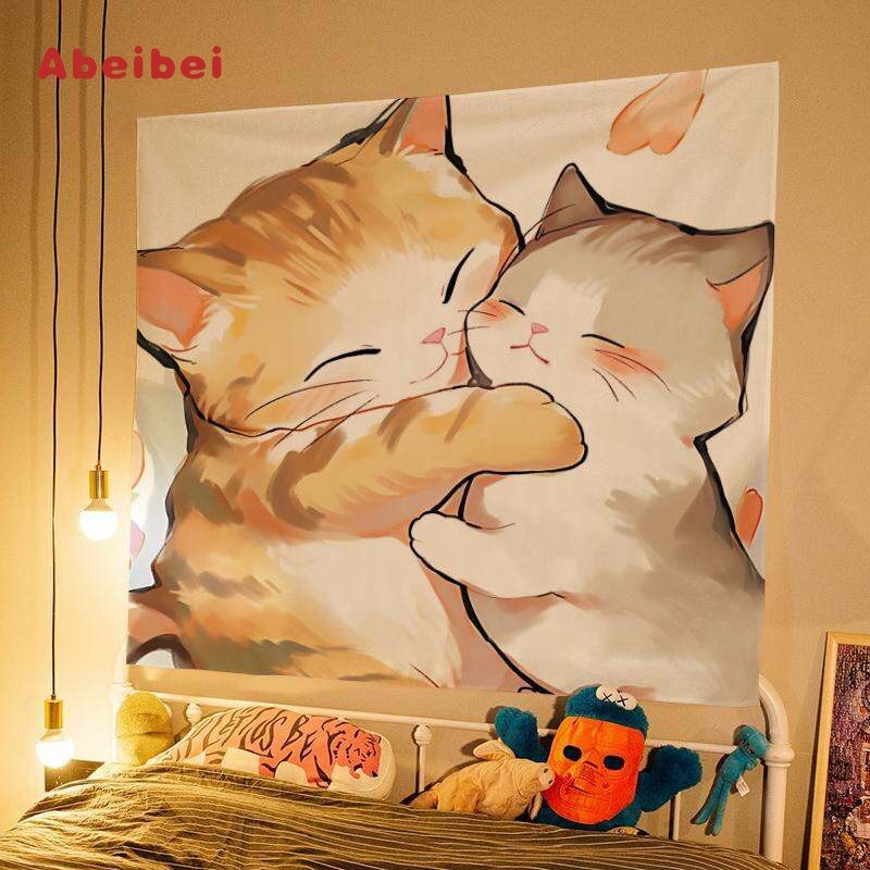 ผ้าพื้นหลังการ์ตูน น่ารัก รูปหัวใจ พยาบาล แมวอ้วน ภาพสด ผ้าพื้นหลัง ตกแต่งหอพักนักเรียน ผ้าแขวน พรมห้องนอน