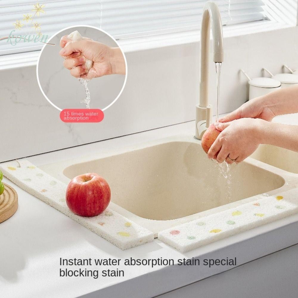 Kowen แผ่นท่อระบายน้ําอ่างล้างจาน, แผ่นดูดซับรูปแบบผลไม้เคาน์เตอร์ Protector, Croppable Splash Guard แปรงทําความสะอาดฟองน้ําล้างจานก๊อกน้ําพรม Handwashing Stations