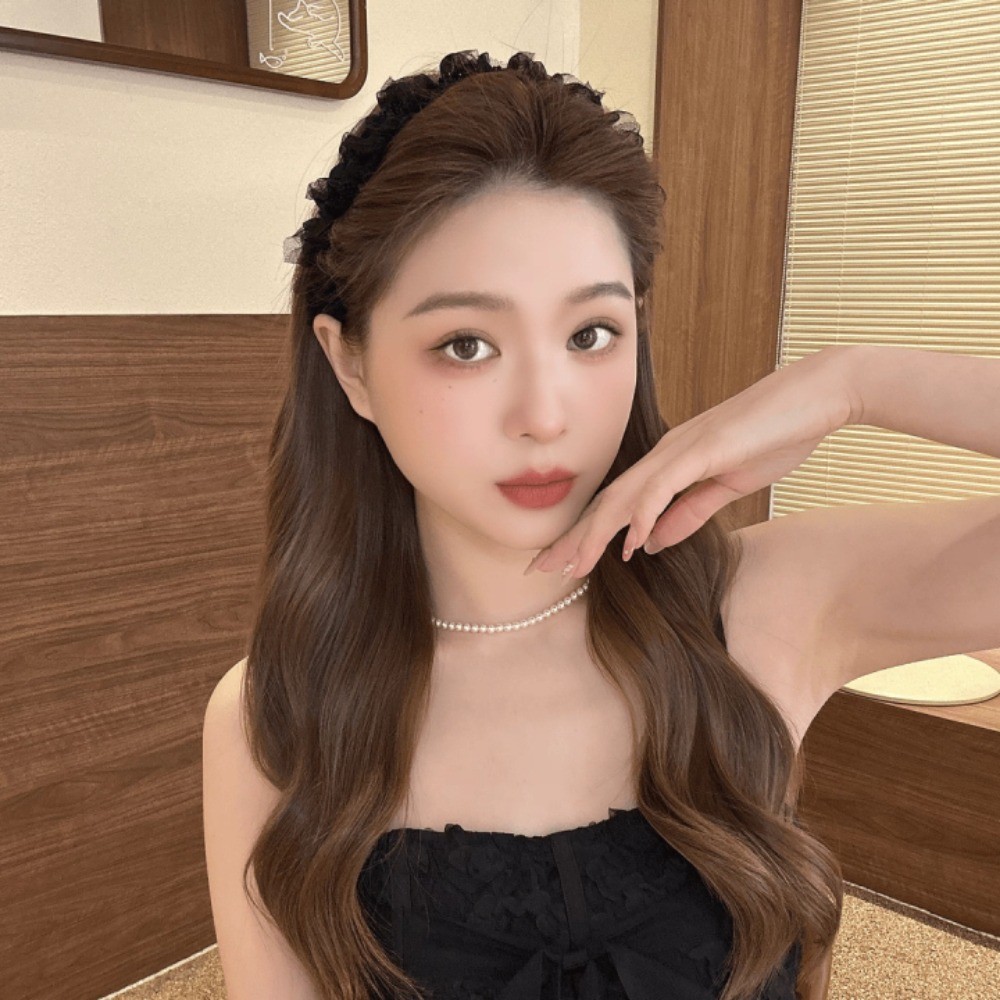 (จัดส่งฟรี) หวานตาข่ายจีบ มุกคาดศีรษะ แฟชั่นสำหรับผู้หญิง - รูปที่ 4