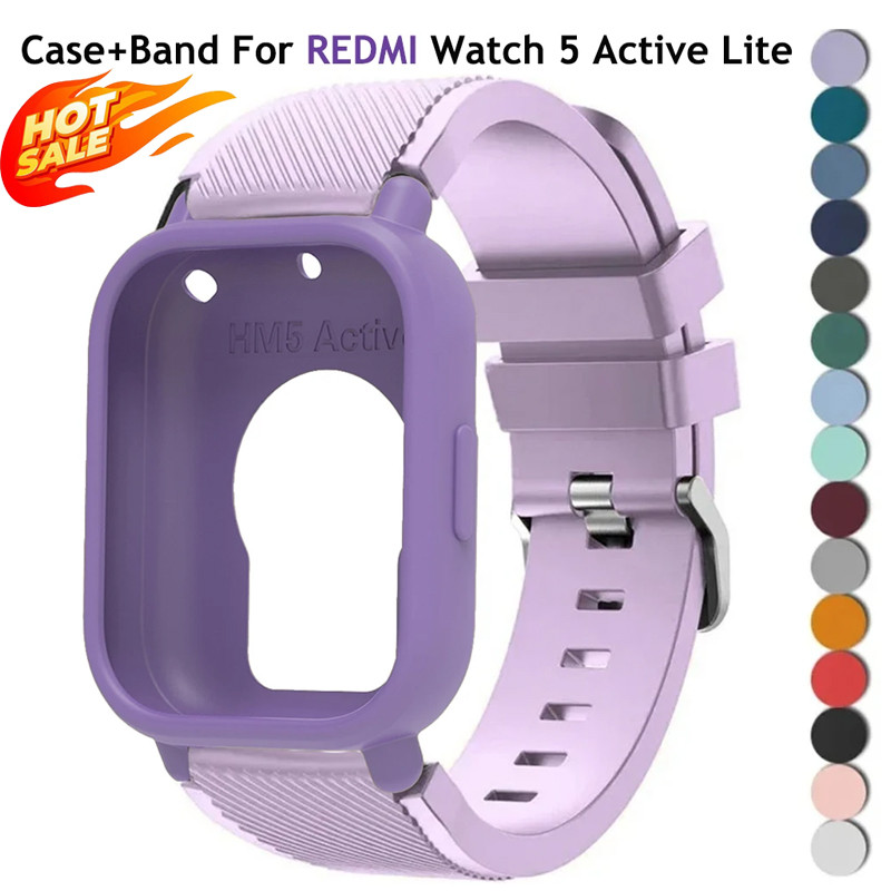 เคสซิลิโคน + สายรัด (ไม่มีนาฬิกา) สําหรับ Redmi Watch 5 Lite/5 Active Watchband Repacement สร้อยข้อมือเปลือกป้องกันฝาครอบ