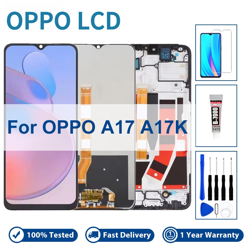 LCD คุณภาพสูงสําหรับ OPPO A17 A17K CPH2477 จอแสดงผลชุดหน้าจอสัมผัส CPH2477 CPH2471 เปลี่ยน